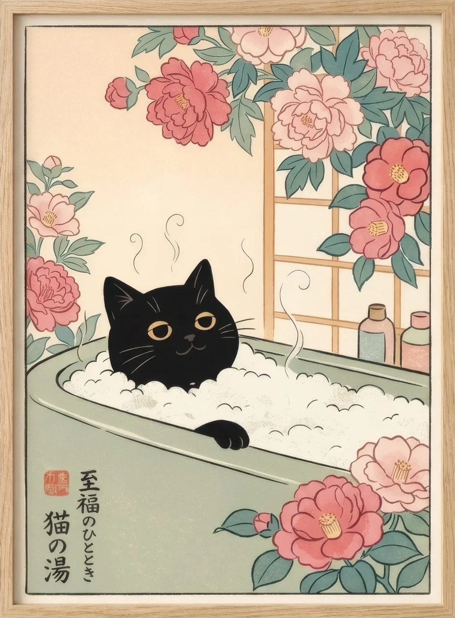 Cat in the Bath, art print