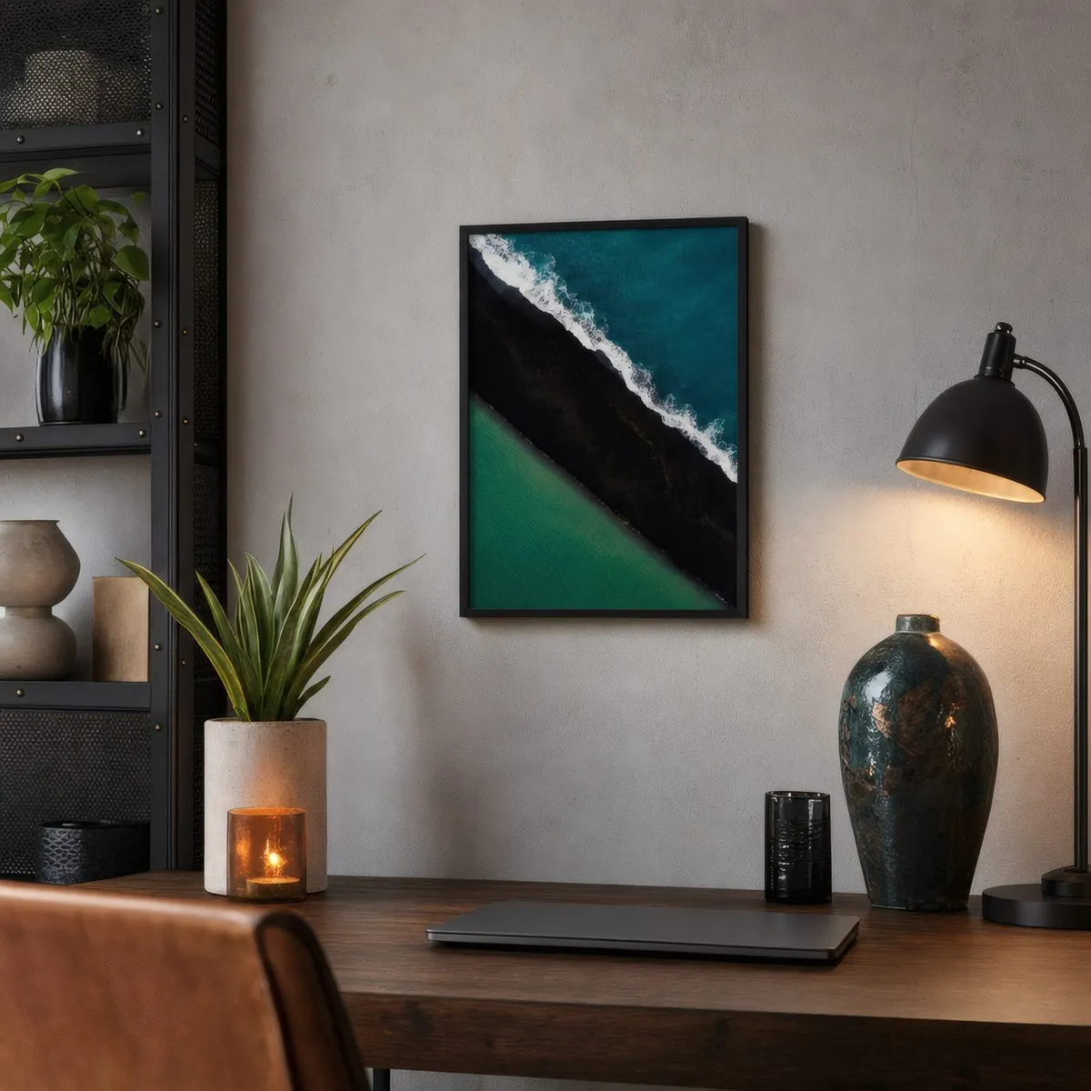Black Sand: Styled room, from the listing. Frame not included