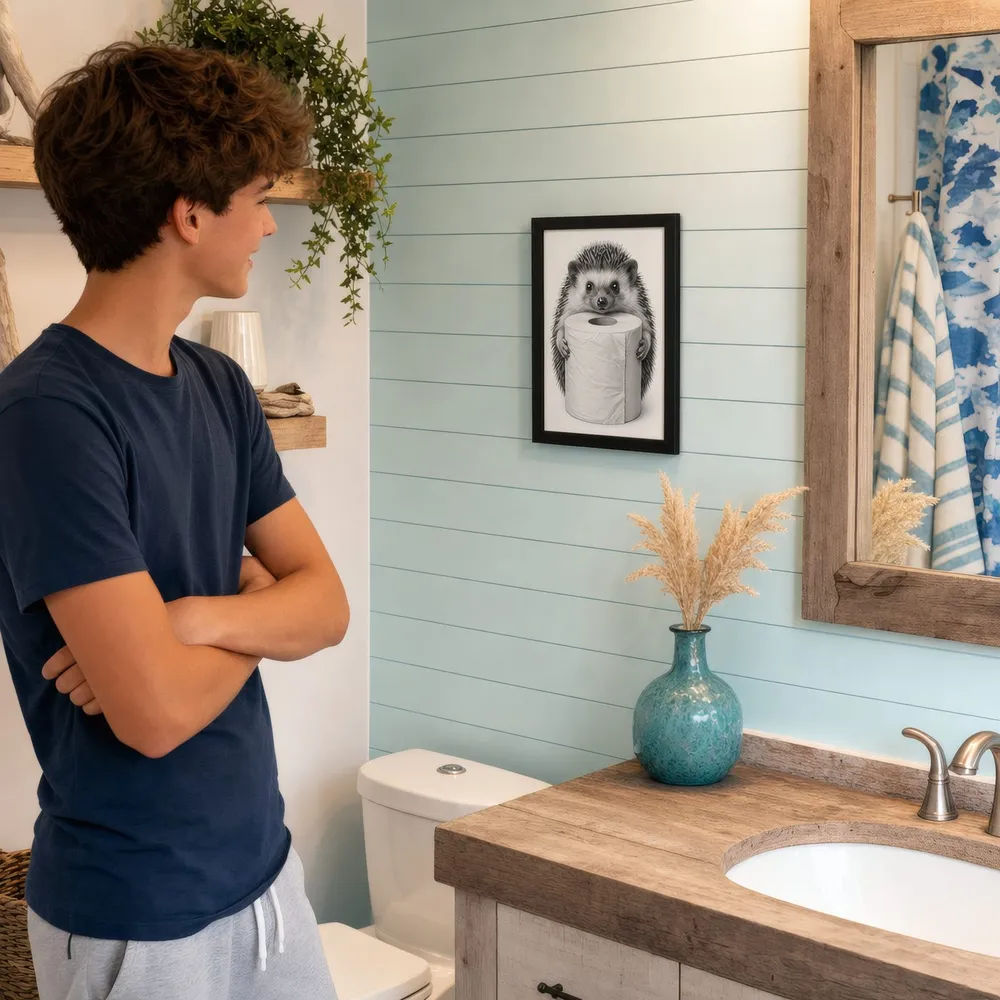 Hedgehog, Toilet Roll: Styled room, from the listing. Frame not included