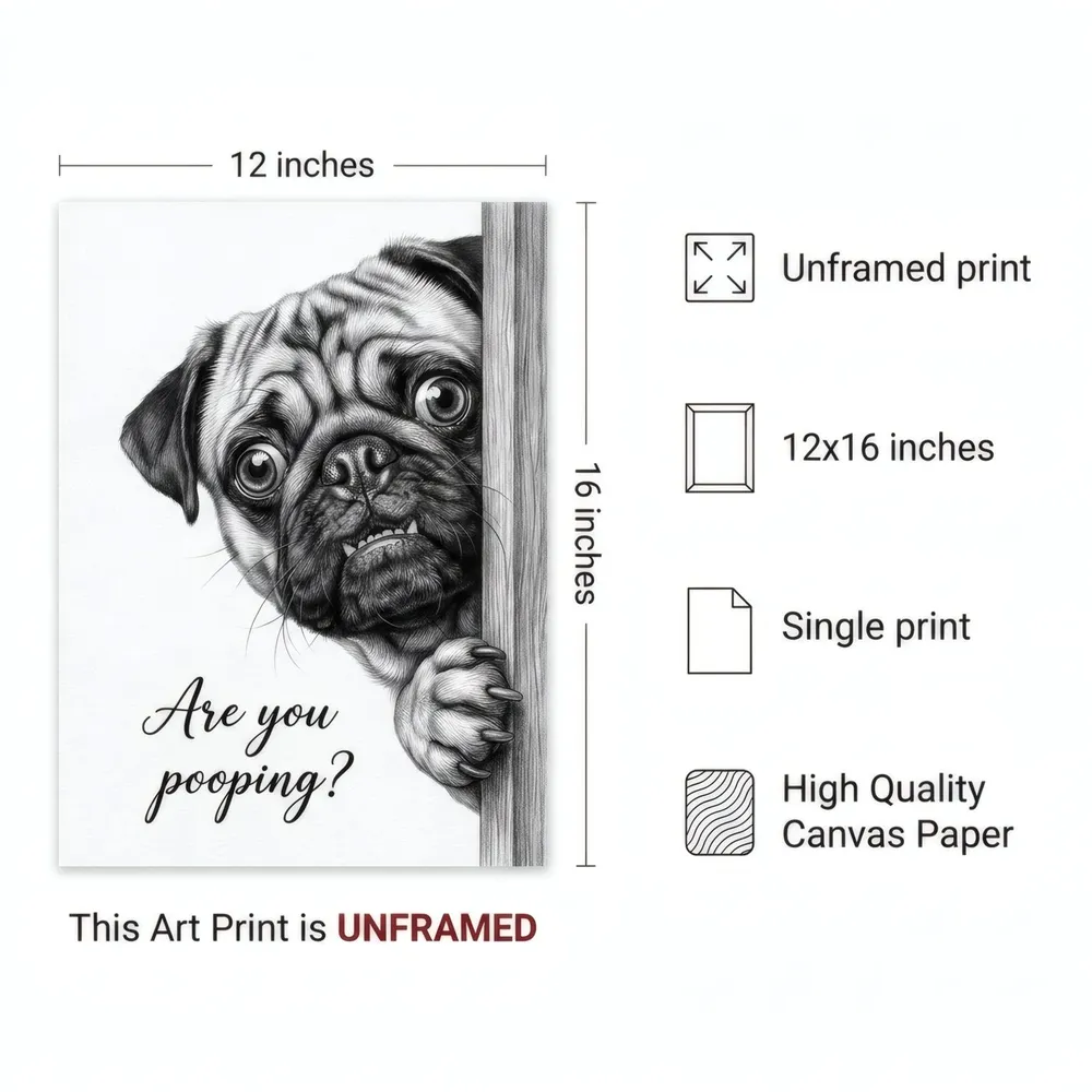 Are You Peeping? Pug: Art detail, from the listing