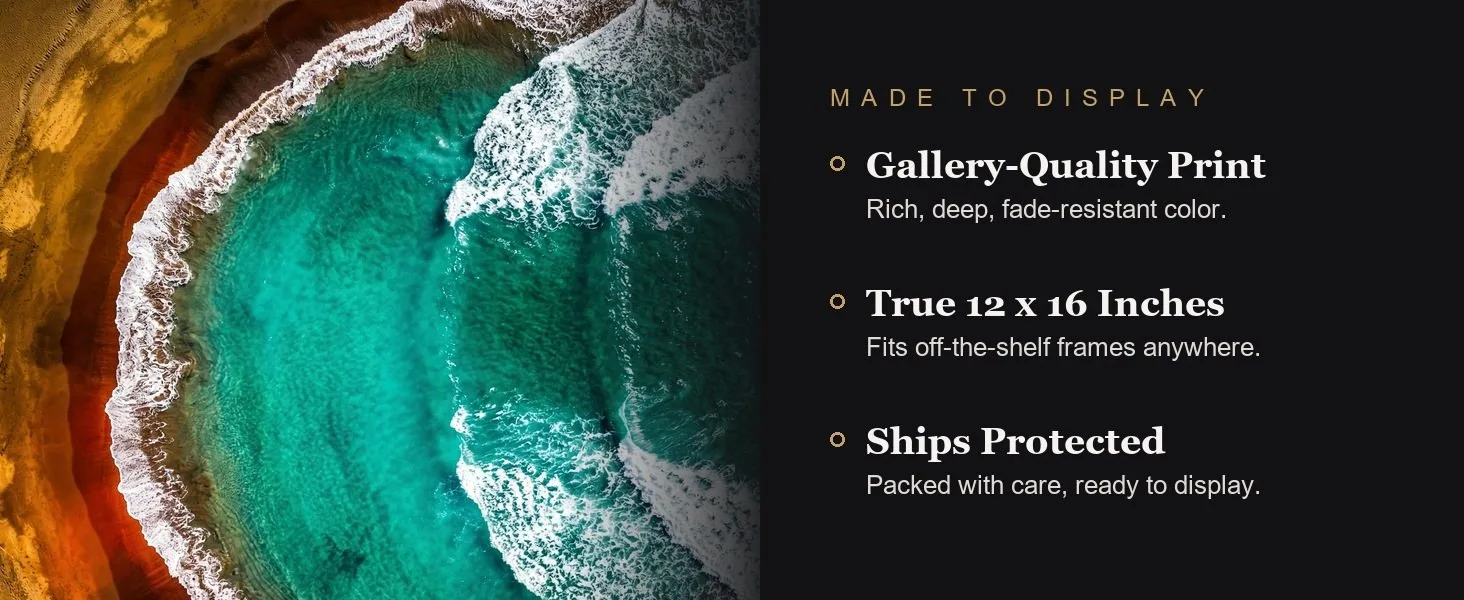 Made to display: gallery-quality print, true 12 x 16 inches, ships protected.