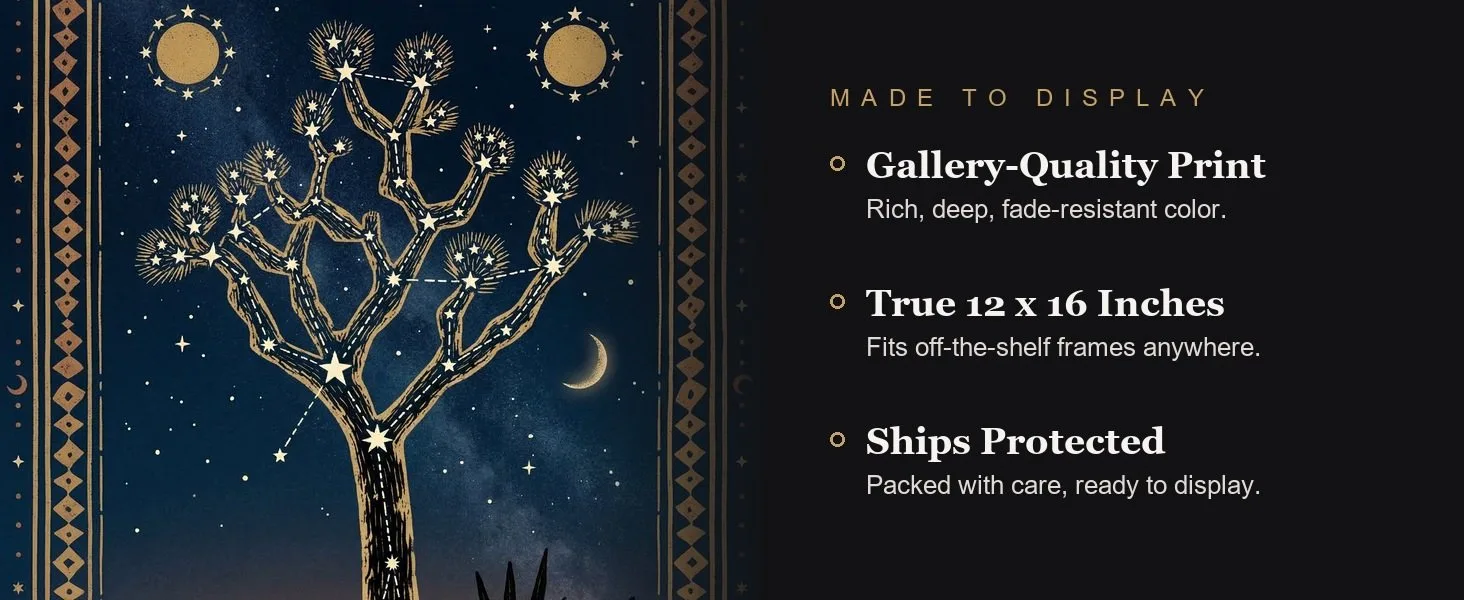 Made to display: gallery-quality print, true 12 x 16 inches, ships protected.