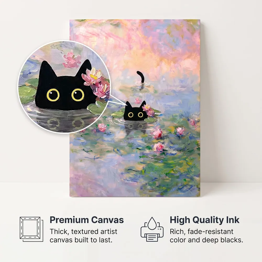 Cat at the Lily Pond: Materials, from the listing
