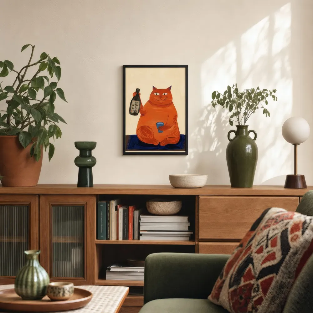 Orange Cat, Bottle: Styled room, from the listing. Frame not included