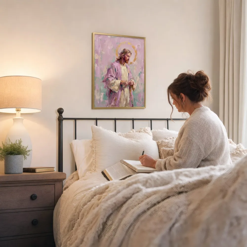 Portrait in Rose: Styled room, from the listing. Frame not included