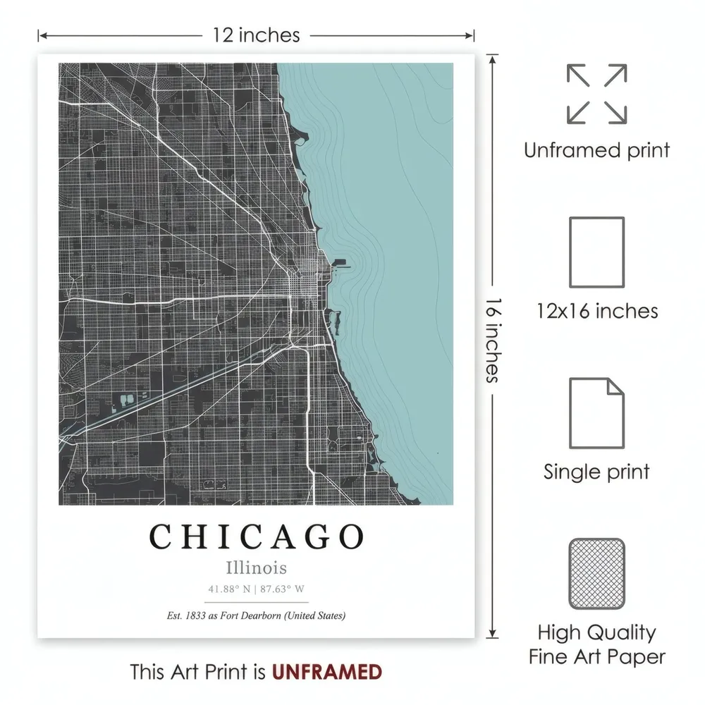 Chicago Map: Art detail, from the listing