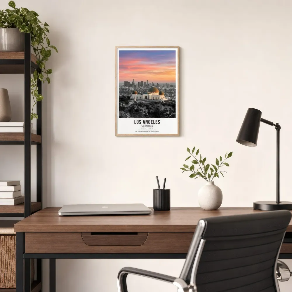 Los Angeles at Dusk: Styled room, from the listing. Frame not included