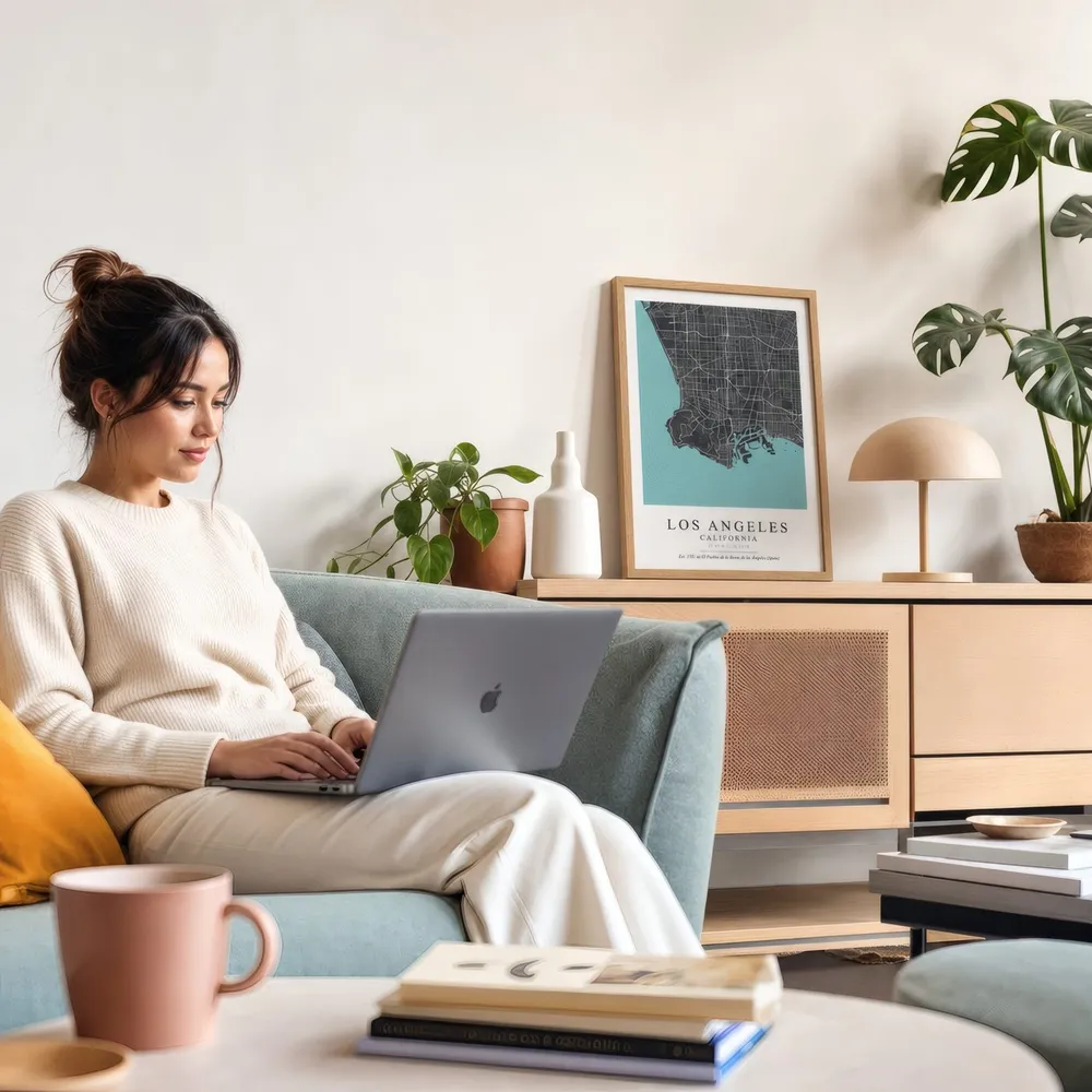 Los Angeles Map: Styled room, from the listing. Frame not included