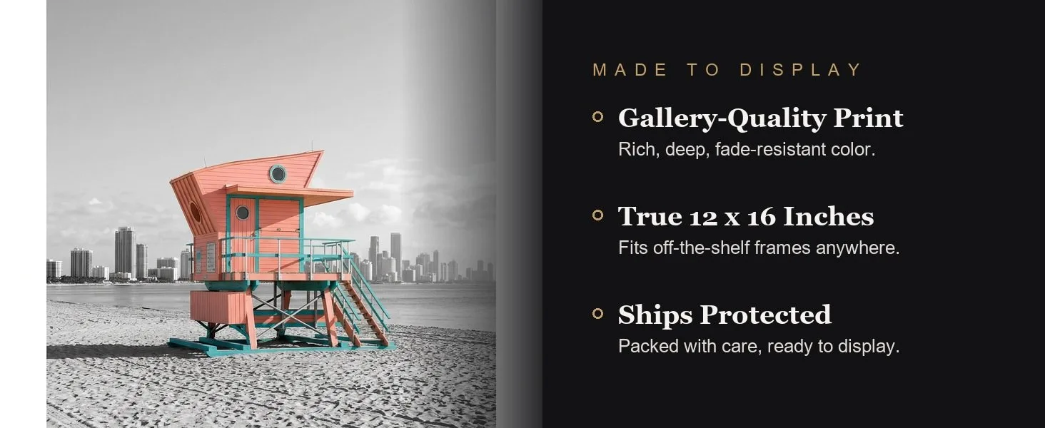 Made to display: gallery-quality print, true 12 x 16 inches, ships protected.