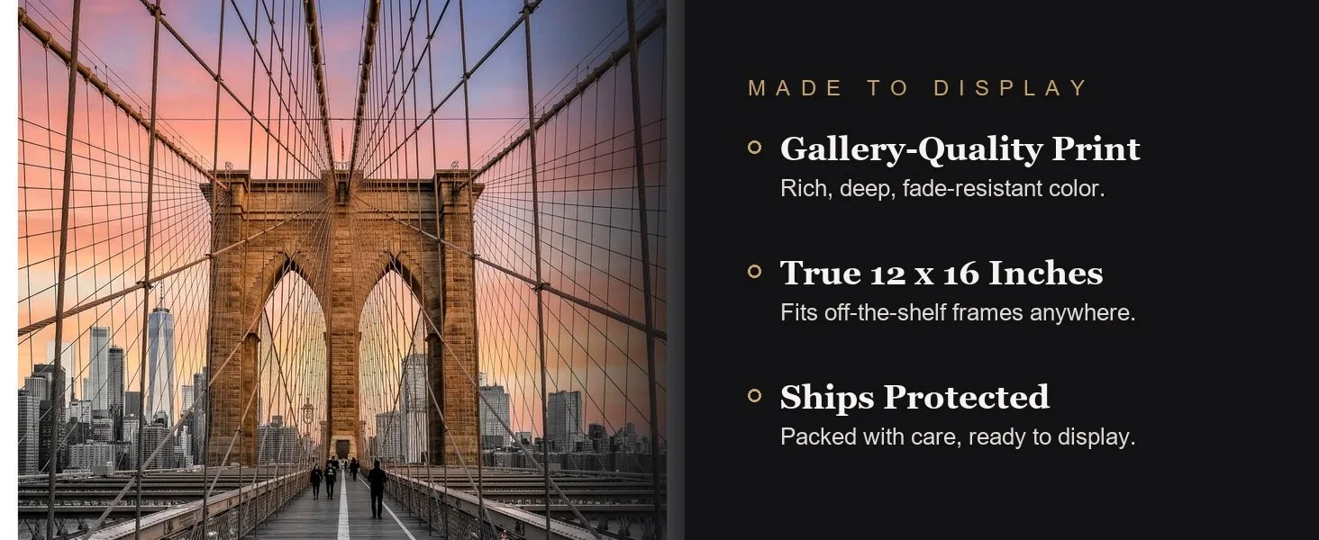 Made to display: gallery-quality print, true 12 x 16 inches, ships protected.
