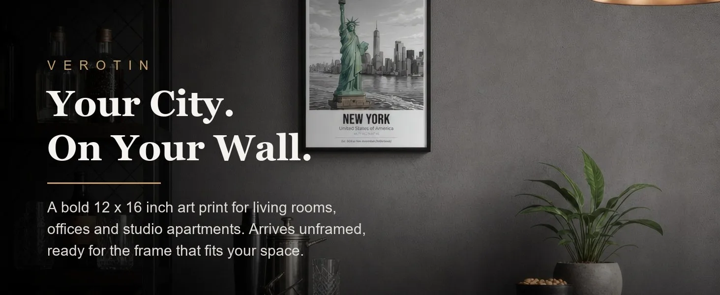 Liberty in a styled room. Arrives unframed, 12 x 16 in.