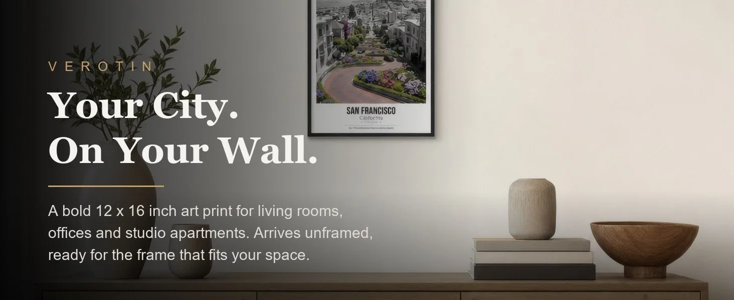 San Francisco, Lombard Street in a styled room. Arrives unframed, 12 x 16 in.