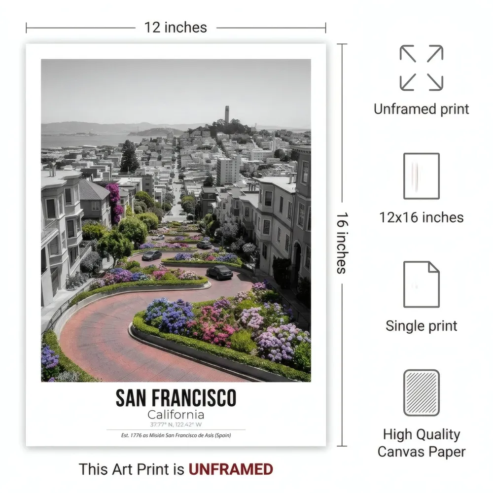San Francisco, Lombard Street: Art detail, from the listing