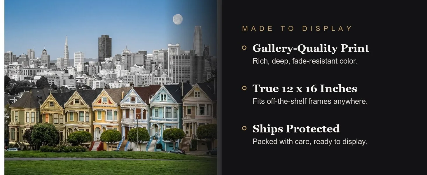 Made to display: gallery-quality print, true 12 x 16 inches, ships protected.