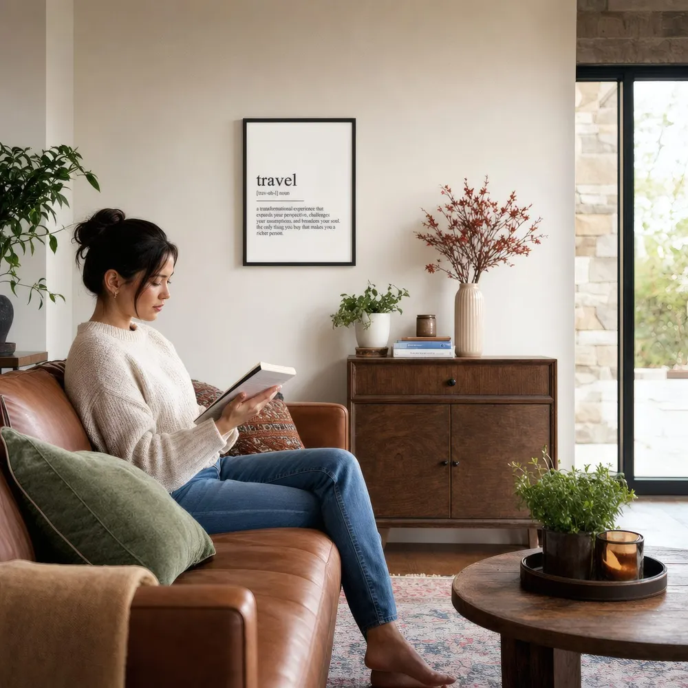 Travel, Defined: Styled room, from the listing. Frame not included