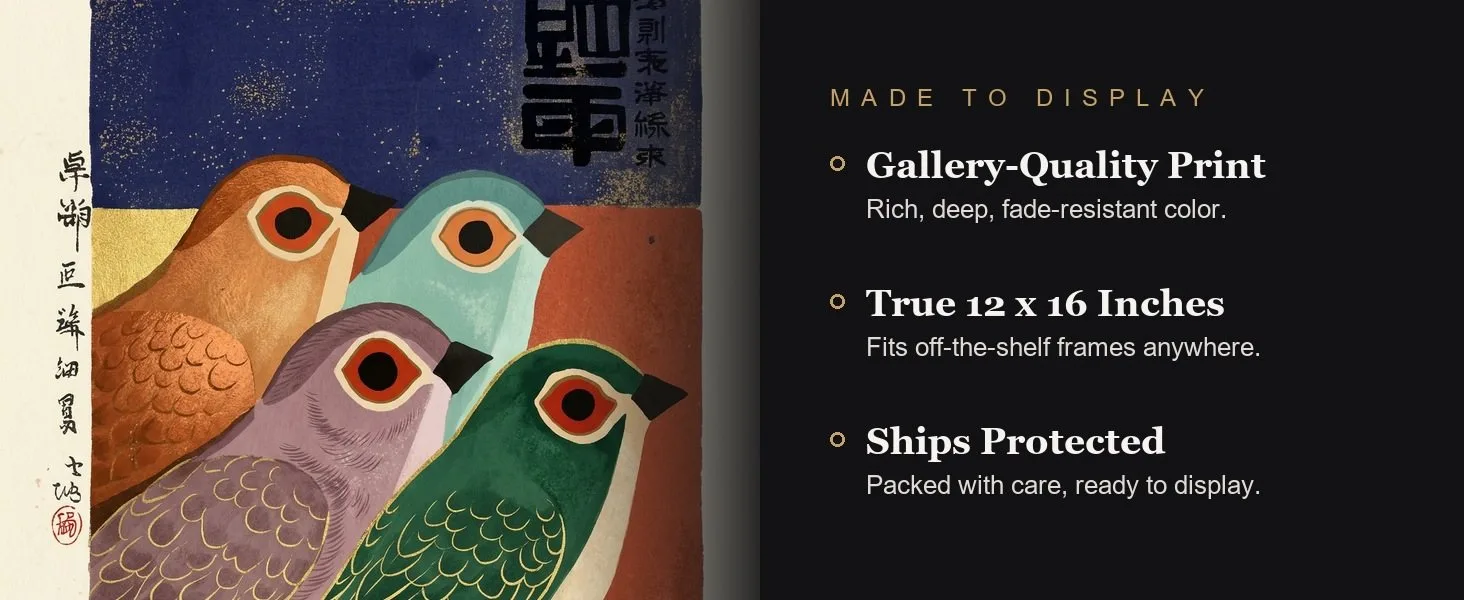 Made to display: gallery-quality print, true 12 x 16 inches, ships protected.