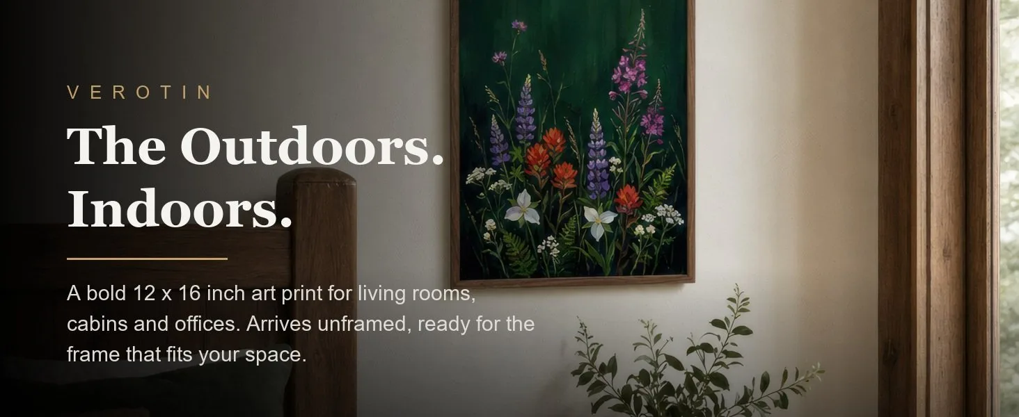 Night Meadow in a styled room. Arrives unframed, 12 x 16 in.