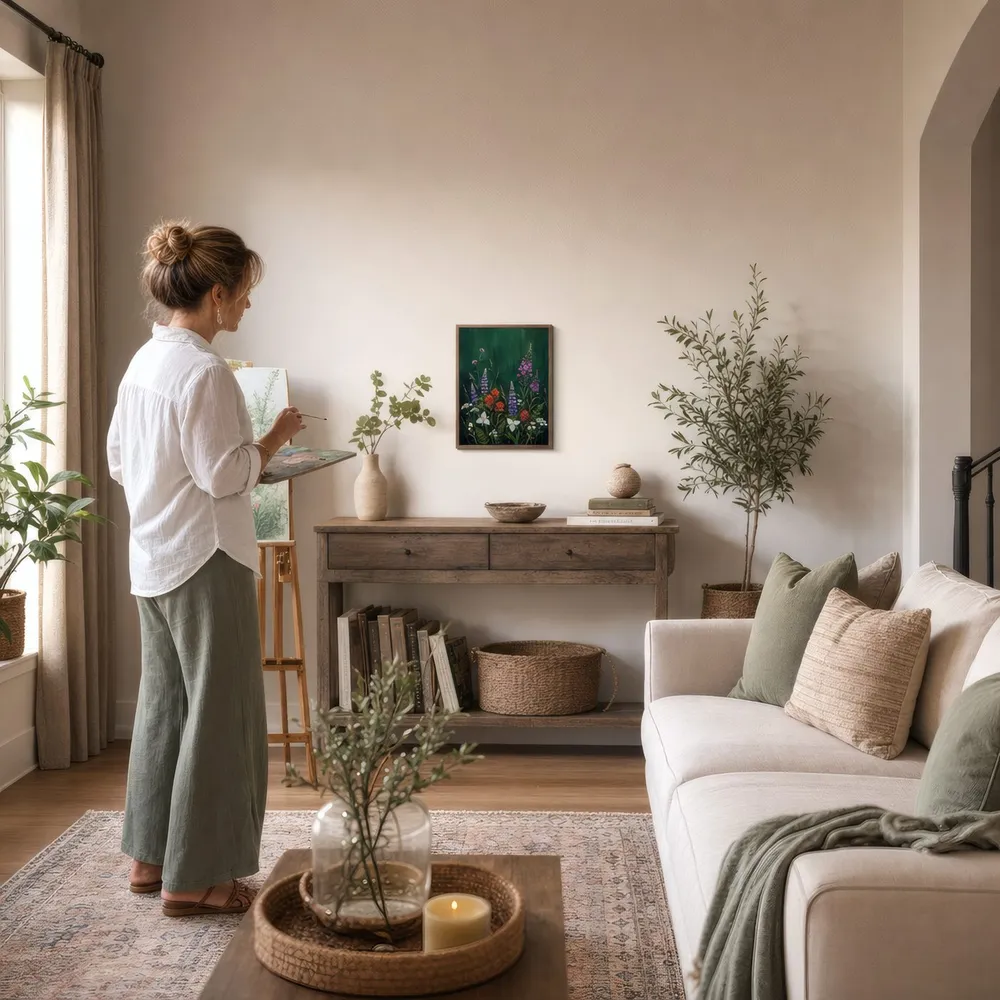 Night Meadow: Styled room, from the listing. Frame not included