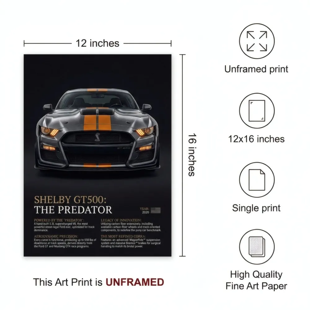 Muscle Car, Black and Orange: Art detail, from the listing