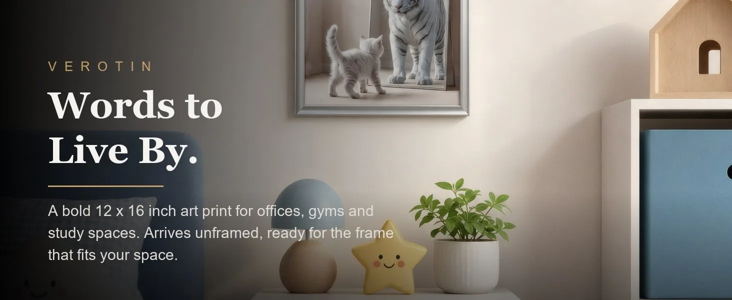 Mindset, Kitten in a styled room. Arrives unframed, 12 x 16 in.