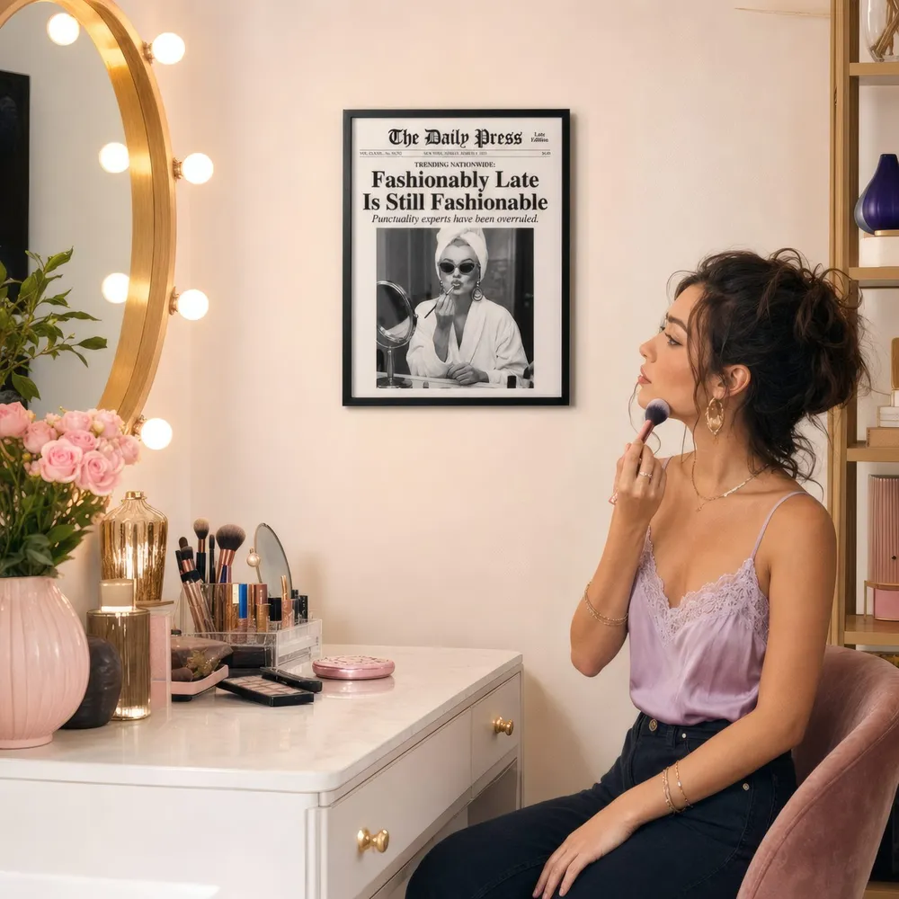 Fashionably Late: Styled room, from the listing. Frame not included