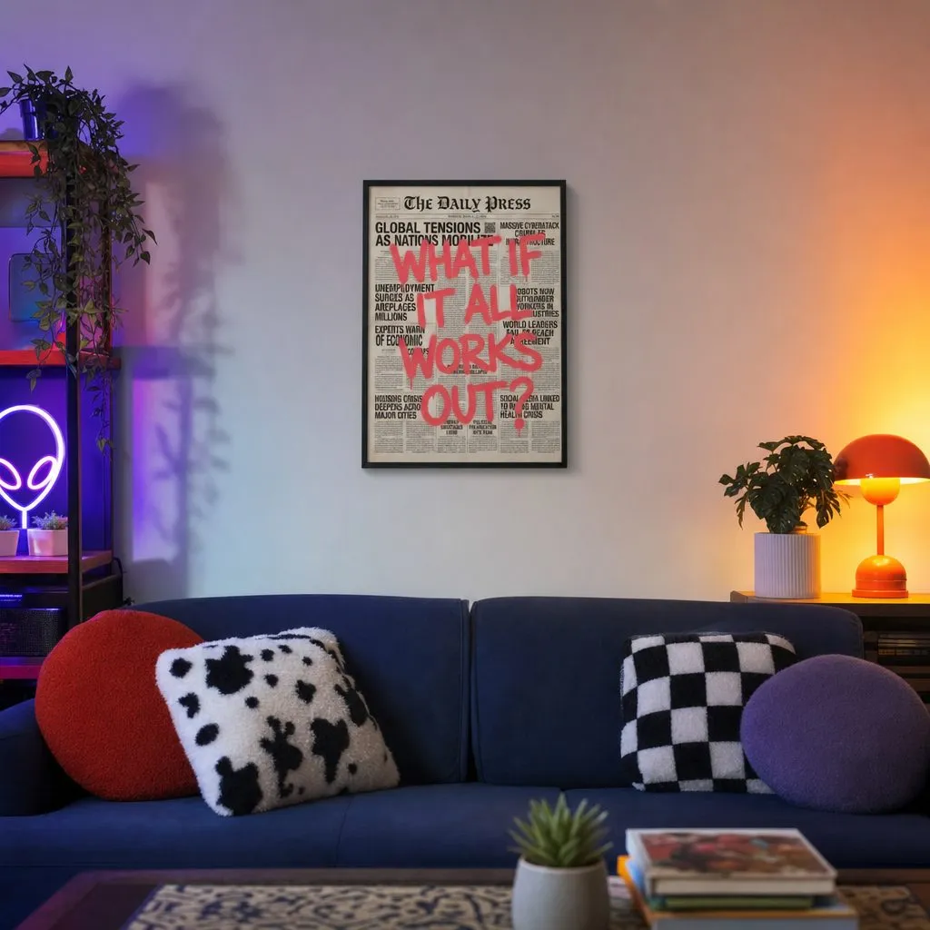 What If It All Works Out: Styled room, from the listing. Frame not included
